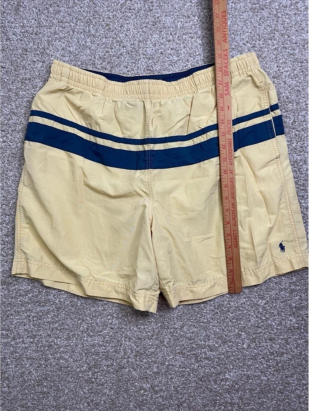 Polo Ralph Lauren Red Lined Blue Pony Swim Trunks Shorts Mens XL